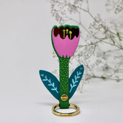 Bright Green Tulip Flower Key Fob Keychains Ark Colour Design  Paper Skyscraper Gift Shop Charlotte