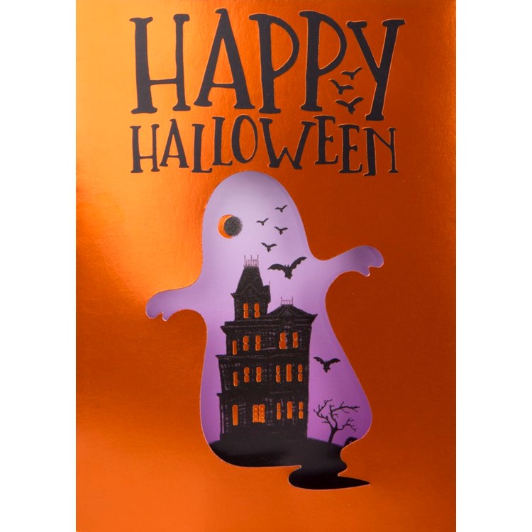 Ghost Halloween Scene Greeting Card