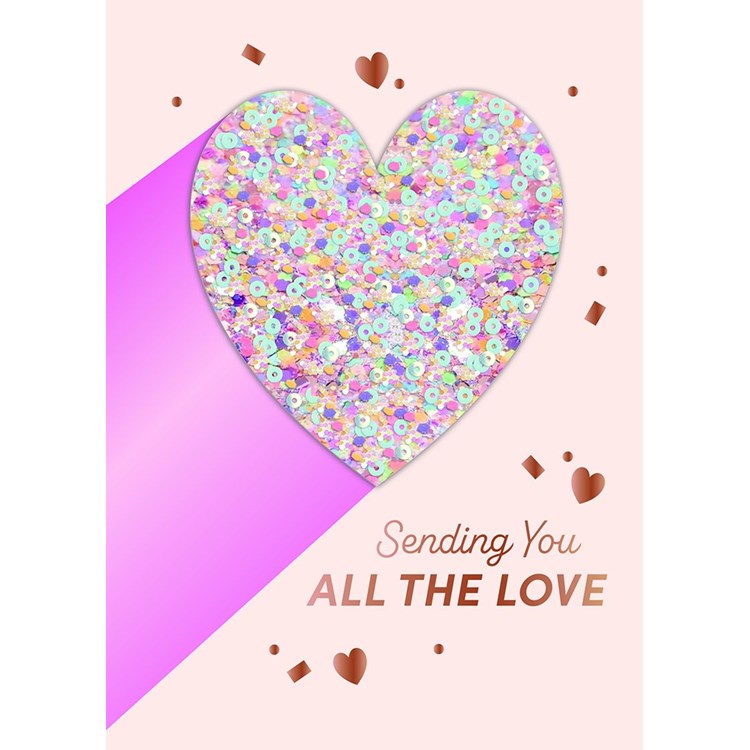 All the Love Glitter Heart Greeting Card
