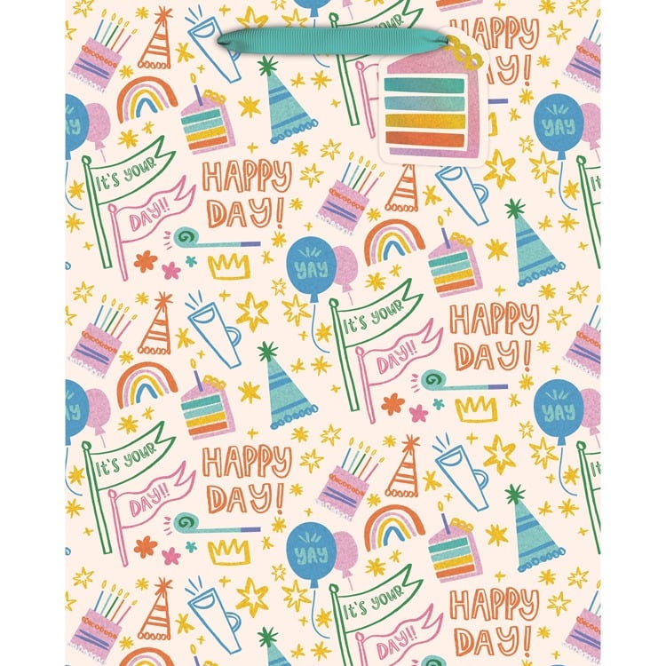 Happy Day Doodles Large Tote Bag