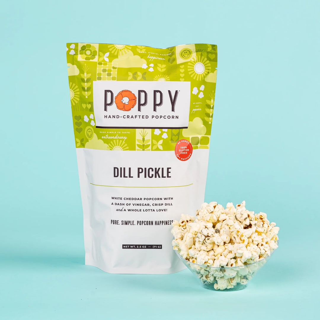 Dill Pickle Popcorn Local Food Poppy Hand-Crafted Popcorn Paper Skyscraper Gift Shop Charlotte