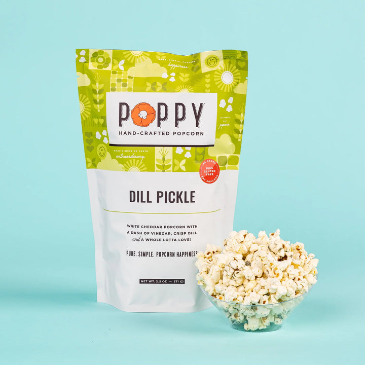 Dill Pickle Popcorn Local Food Poppy Hand-Crafted Popcorn Paper Skyscraper Gift Shop Charlotte