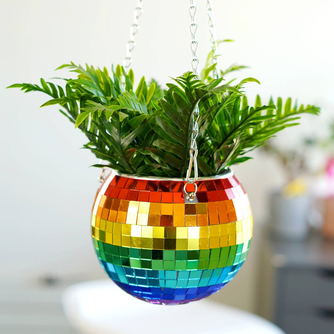 Disco Ball Rainbow Hanging Planter Home Decor - Vases & Pots Bubblegum Stuff Paper Skyscraper Gift Shop Charlotte