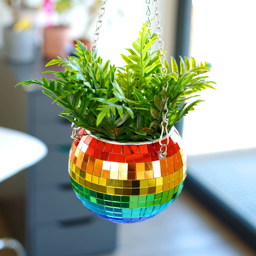 Disco Ball Rainbow Hanging Planter Home Decor - Vases & Pots Bubblegum Stuff Paper Skyscraper Gift Shop Charlotte