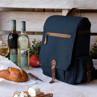 Moreno Three Bottle Wine Tote - Navy Outdoors Picnic Time  Paper Skyscraper Gift Shop Charlotte