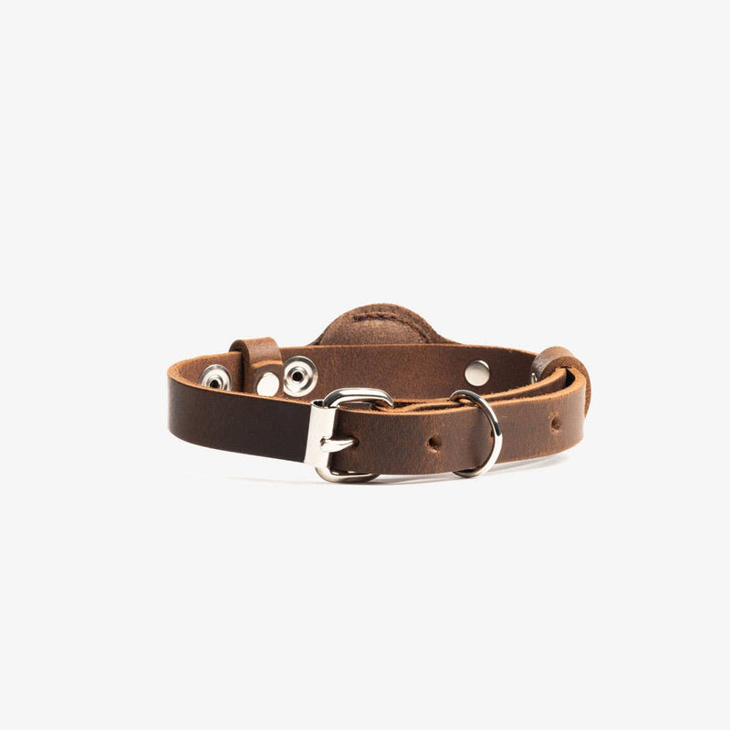 Leather AirTag Dog Collar: Medium (for 12.75"-17"neck) / Cinnamon Pets Rustico  Paper Skyscraper Gift Shop Charlotte
