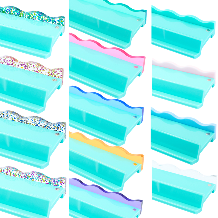 MAHJONG RACK PUSHERS - MAGNETIC  |  Premium Acrylic  |  Set of 4: Confetti-Wavy-Green
