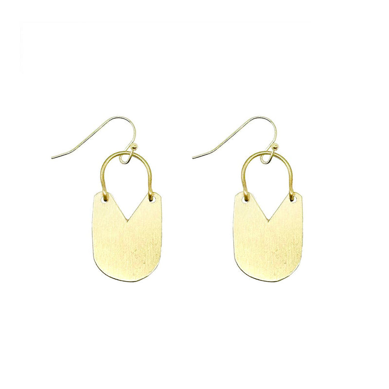 Hinged Padlock Earrings - Gold  WorldFinds  Paper Skyscraper Gift Shop Charlotte