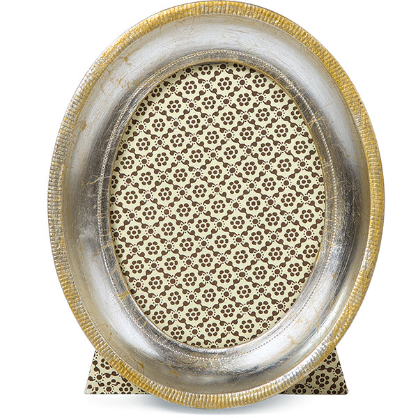 4" x 5" Oval Silver Leaf Florentine Frame, Handmade in Italy
