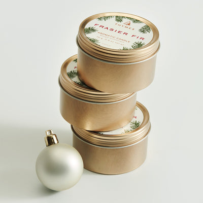 Frasier Fir Heritage Travel Tin Candle Candles Thymes Paper Skyscraper Gift Shop Charlotte