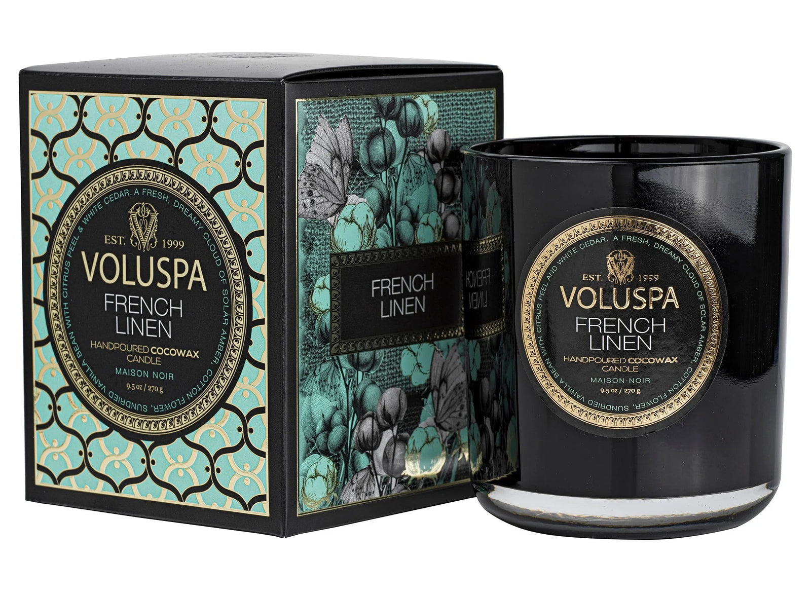 French Linen | Boxed Voluspa Candle Candles Voluspa Paper Skyscraper Gift Shop Charlotte