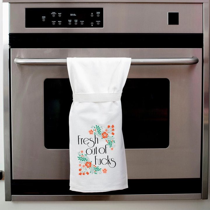 Fresh Out of F*cks | Dish Towel Kitchen - Hand, Tea & Dish Towels Twisted Wares Paper Skyscraper Gift Shop Charlotte
