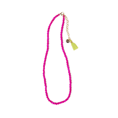 Hayden Hot Pink Solid Crystal Necklace with Tassel Jewelry ink + alloy  Paper Skyscraper Gift Shop Charlotte