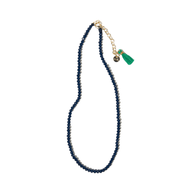 Hayden Navy Solid Crystal Necklace with Tassel Jewelry ink + alloy  Paper Skyscraper Gift Shop Charlotte