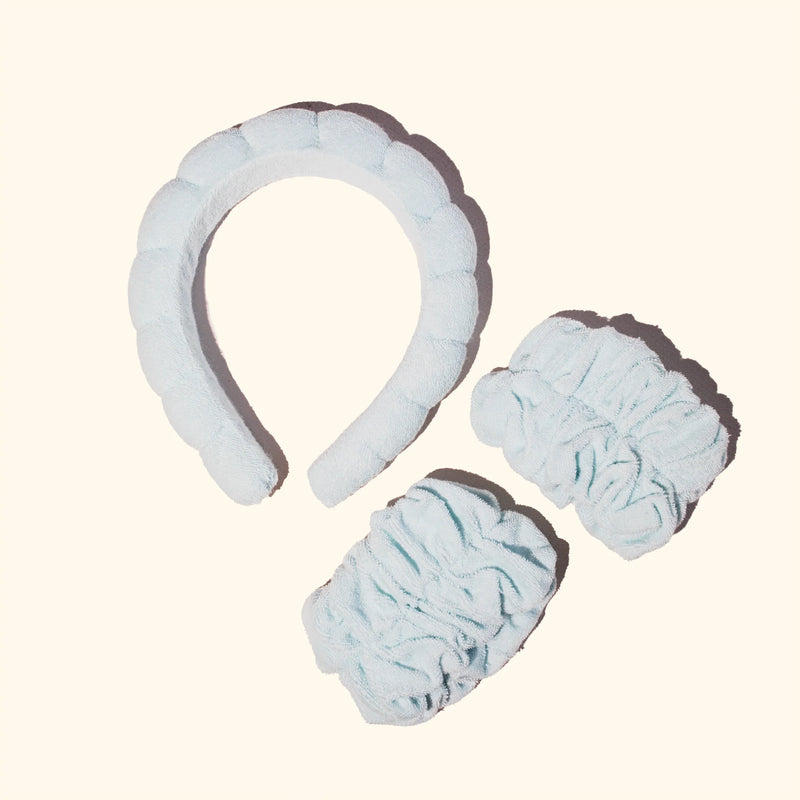 Headband & Wristband Set | Light Blue Beauty + Wellness Musee Bath  Paper Skyscraper Gift Shop Charlotte