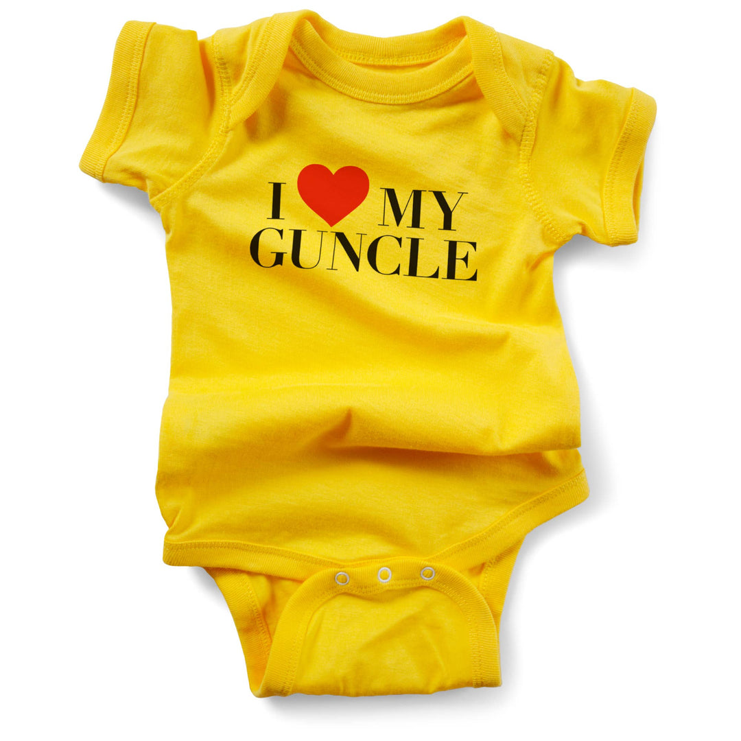 I Love My Guncle Baby Bodysuit | 0-6M - Yellow by Wry Baby Baby Wry Baby Paper Skyscraper Gift Shop Charlotte