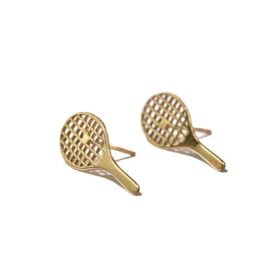 Alice Tennis Racket Post Brass Earrings Jewelry ink + alloy  Paper Skyscraper Gift Shop Charlotte