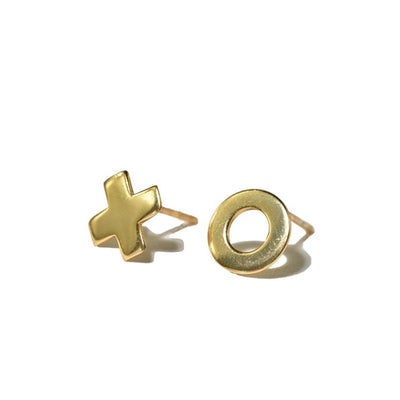 Alice "XO" Post Brass Earrings Jewelry ink + alloy  Paper Skyscraper Gift Shop Charlotte