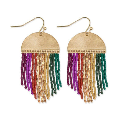 Claudia Multi-Striped Short Beaded Muted Fringe Earrings Jewelry ink + alloy  Paper Skyscraper Gift Shop Charlotte