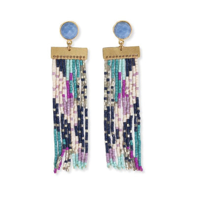 Lilah Semi-Precious Stone Post + Light Blue Fringe Earrings Jewelry ink + alloy  Paper Skyscraper Gift Shop Charlotte