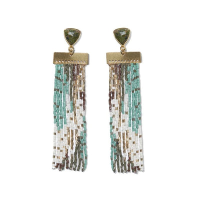 Lilah Semi-Precious Stone Post + Safari Fringe Earrings Jewelry ink + alloy  Paper Skyscraper Gift Shop Charlotte