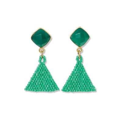 Celia Small Triangle Drop with Semi-Precious Kelly Green Stone Post Jewelry ink + alloy  Paper Skyscraper Gift Shop Charlotte