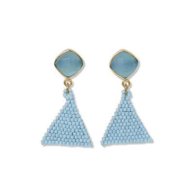 Celia Small Triangle Drop with Semi-Precious Light Blue Stone Post Jewelry ink + alloy  Paper Skyscraper Gift Shop Charlotte