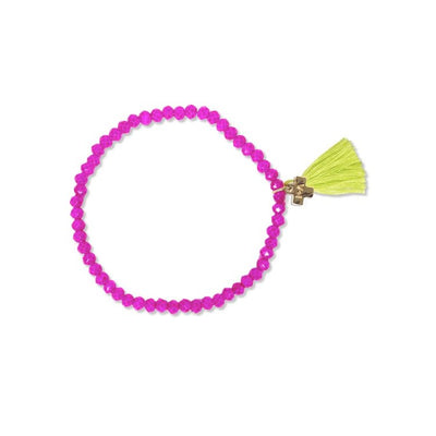 Patsy Hot Pink Solid Crystal Tassel Bracelet Jewelry ink + alloy  Paper Skyscraper Gift Shop Charlotte