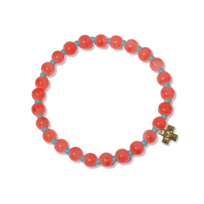 Mabel Coral Round Stones Seed Bracelet Jewelry ink + alloy  Paper Skyscraper Gift Shop Charlotte