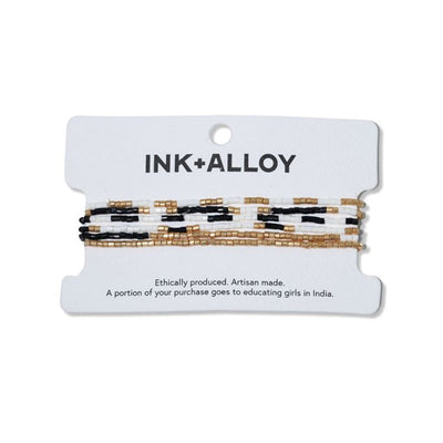 Macy Black Six Strand Beaded Bracelet Set Jewelry ink + alloy  Paper Skyscraper Gift Shop Charlotte