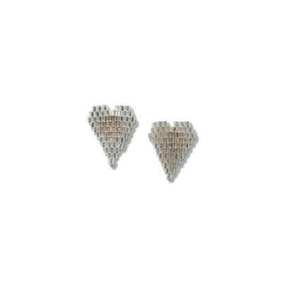Esme Silver Bead Heart Post Earrings Jewelry ink + alloy  Paper Skyscraper Gift Shop Charlotte