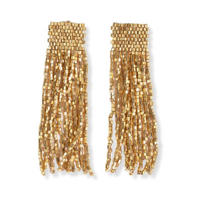 Marilyn Gold Solid Beaded Fringe Earrings Jewelry ink + alloy  Paper Skyscraper Gift Shop Charlotte