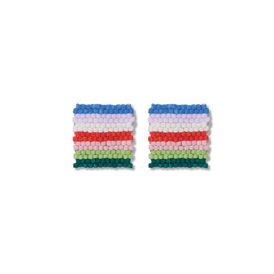 Kallie Stripes Rectangle Beaded Post Earrings Jewelry ink + alloy  Paper Skyscraper Gift Shop Charlotte
