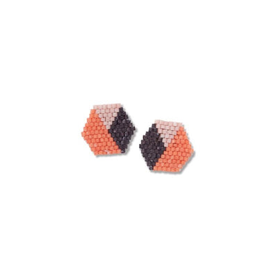 Casey Jaipur Hexagon Beaded Post Earrings Jewelry ink + alloy  Paper Skyscraper Gift Shop Charlotte