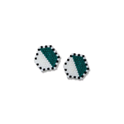 Casey Bright Emerald + Ivory Beaded Post Earrings Jewelry ink + alloy  Paper Skyscraper Gift Shop Charlotte