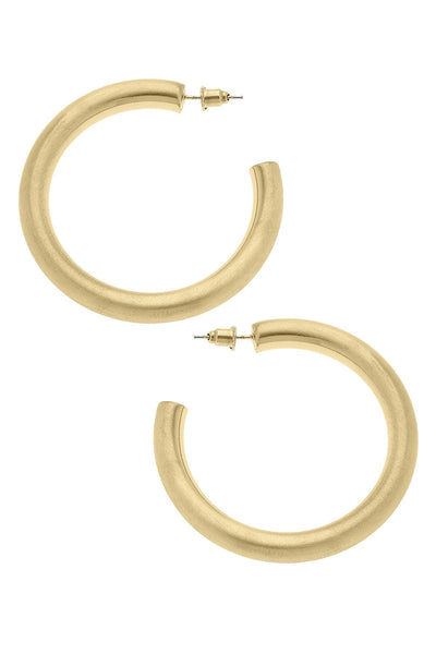 Isla Hoop Earrings | Satin Gold  Canvas Style  Paper Skyscraper Gift Shop Charlotte