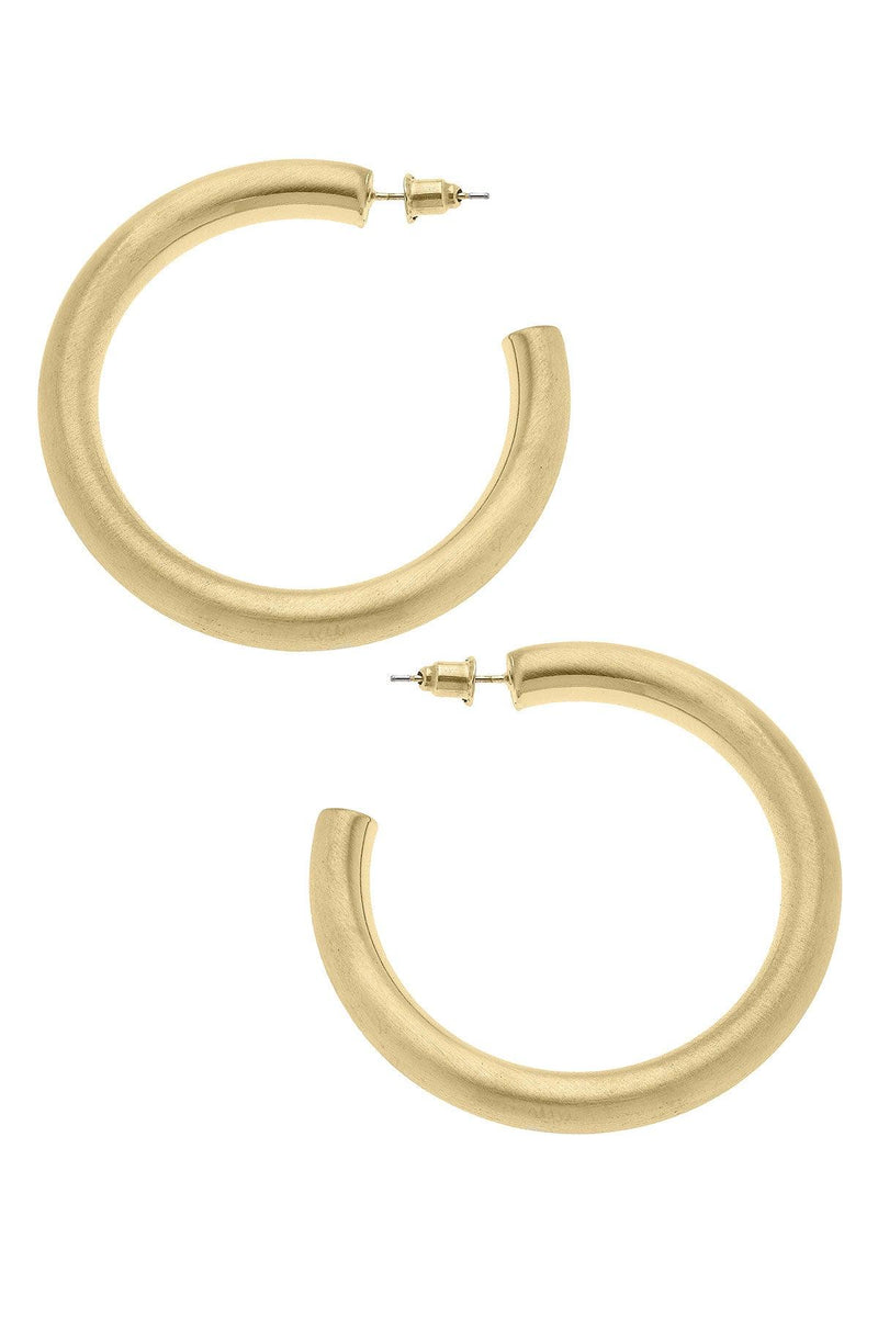 Isla Hoop Earrings | Satin Gold  Canvas Style  Paper Skyscraper Gift Shop Charlotte