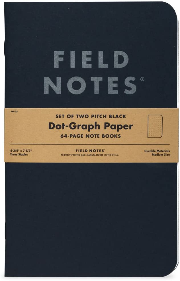 Field Notes | 2 Pack | Large Dot Graph | Pitch Black Notebooks Field Notes Brand  Paper Skyscraper Gift Shop Charlotte