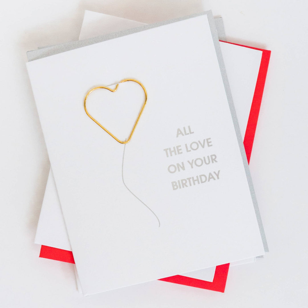 Love On Your Birthday Paper Clip Foil Letterpress Card Cards Chez Gagné  Paper Skyscraper Gift Shop Charlotte