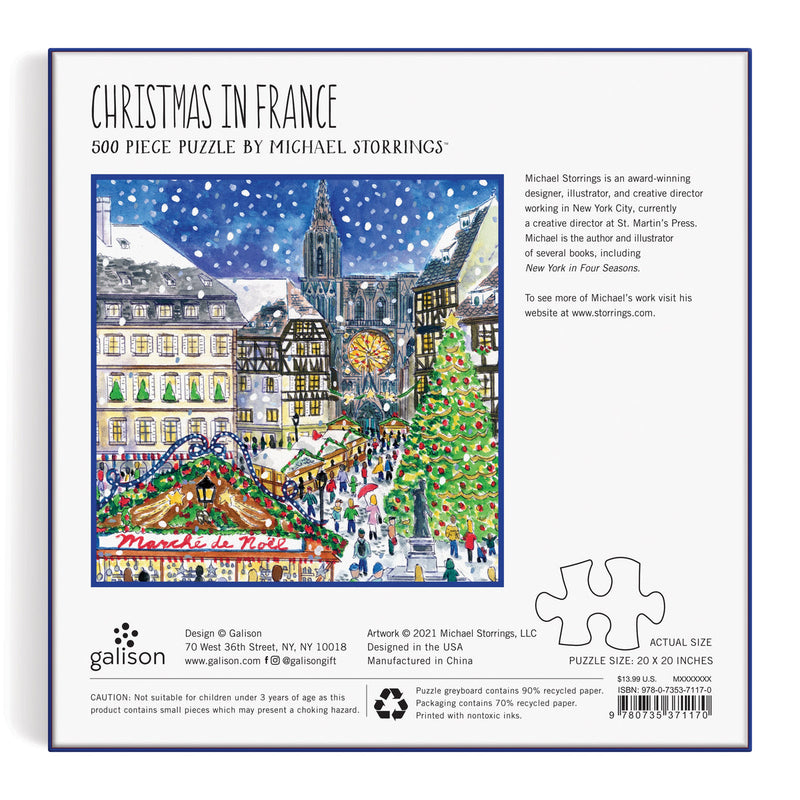 500 piece Jigsaw Puzzle | Michael Storrings Christmas in France Puzzles Chronicle  Paper Skyscraper Gift Shop Charlotte