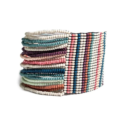 Light Desert Horizontal Stripe Seed Bead Multi-Layer Bracelet Jewelry ink + alloy  Paper Skyscraper Gift Shop Charlotte