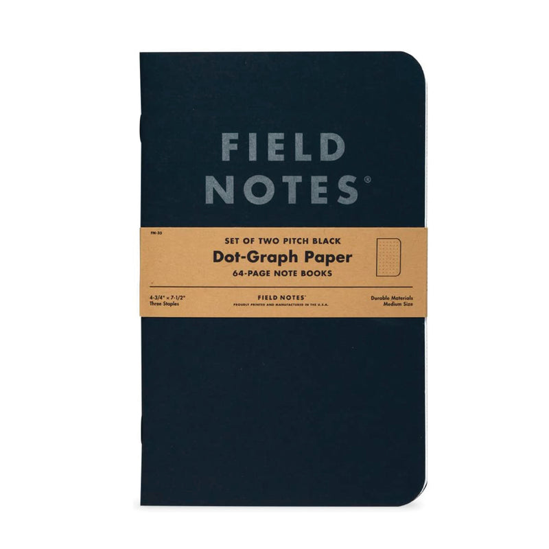 Field Notes | 2 Pack | Large Dot Graph | Pitch Black Notebooks Field Notes Brand  Paper Skyscraper Gift Shop Charlotte