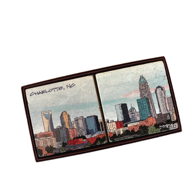 Coasters Charlotte Skyline S/2  Screencraft Gifts  Paper Skyscraper Gift Shop Charlotte