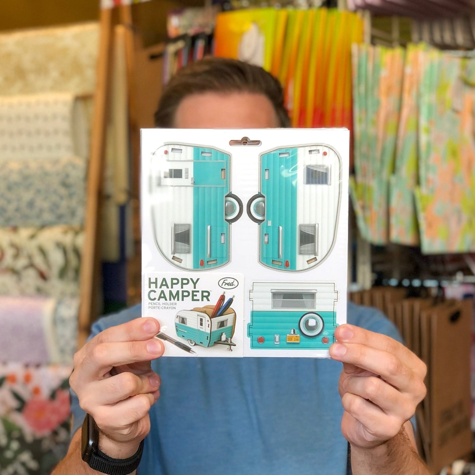 Pencil Holder | Happy Camper Kitchen Fred & Friends  Paper Skyscraper Gift Shop Charlotte