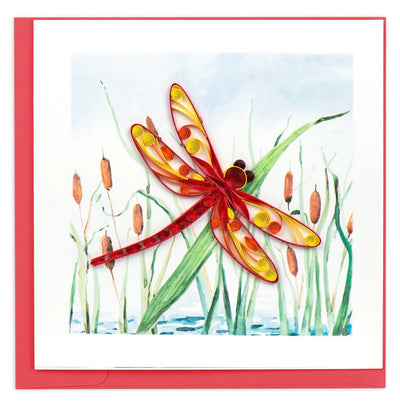 Red Drangonfly & Cattails Cards Quilling Card  Paper Skyscraper Gift Shop Charlotte