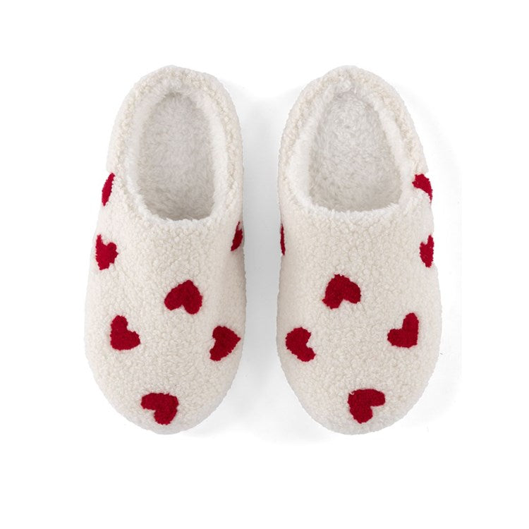 Hearts Slippers | Ivory - L/XL Slippers Shiraleah  Paper Skyscraper Gift Shop Charlotte