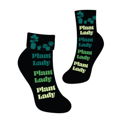 Turn Cuff Crew: Plant Lady Socks Sock It to Me  Paper Skyscraper Gift Shop Charlotte