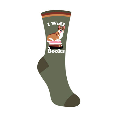 Women's Crew: I Woof Books Socks Sock It to Me  Paper Skyscraper Gift Shop Charlotte