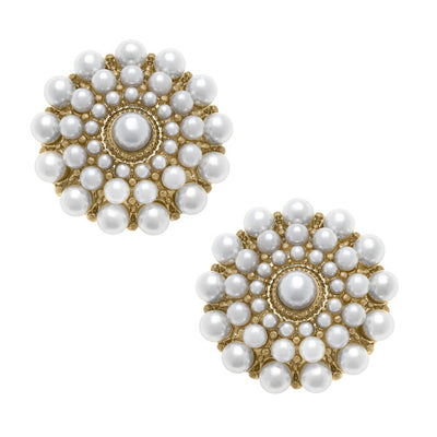 Kate Pearl Studded Stud Earrings | Ivory  Canvas Style  Paper Skyscraper Gift Shop Charlotte