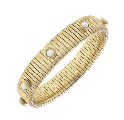 Winston Pearl Watchband Bangle | Satin Gold  Canvas Style  Paper Skyscraper Gift Shop Charlotte